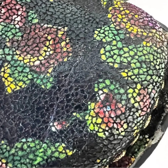 Alegria Paloma‎ Black Leather Colorful Embossed Mary Jane Size 37 WIDE Tapestry - Picture 7 of 14